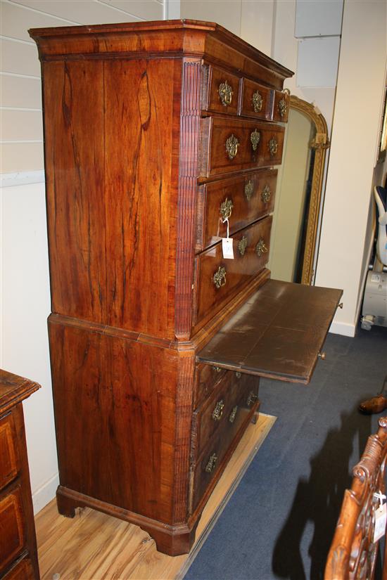 An 18th century walnut and featherbanded chest on chest, W.3ft 6in.